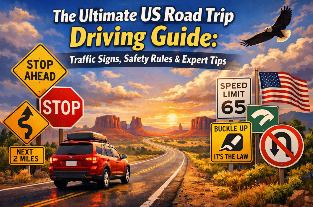 The Ultimate 2026 US Road Trip Driving Guide: Traffic Signs, Safety Rules & Expert Tips