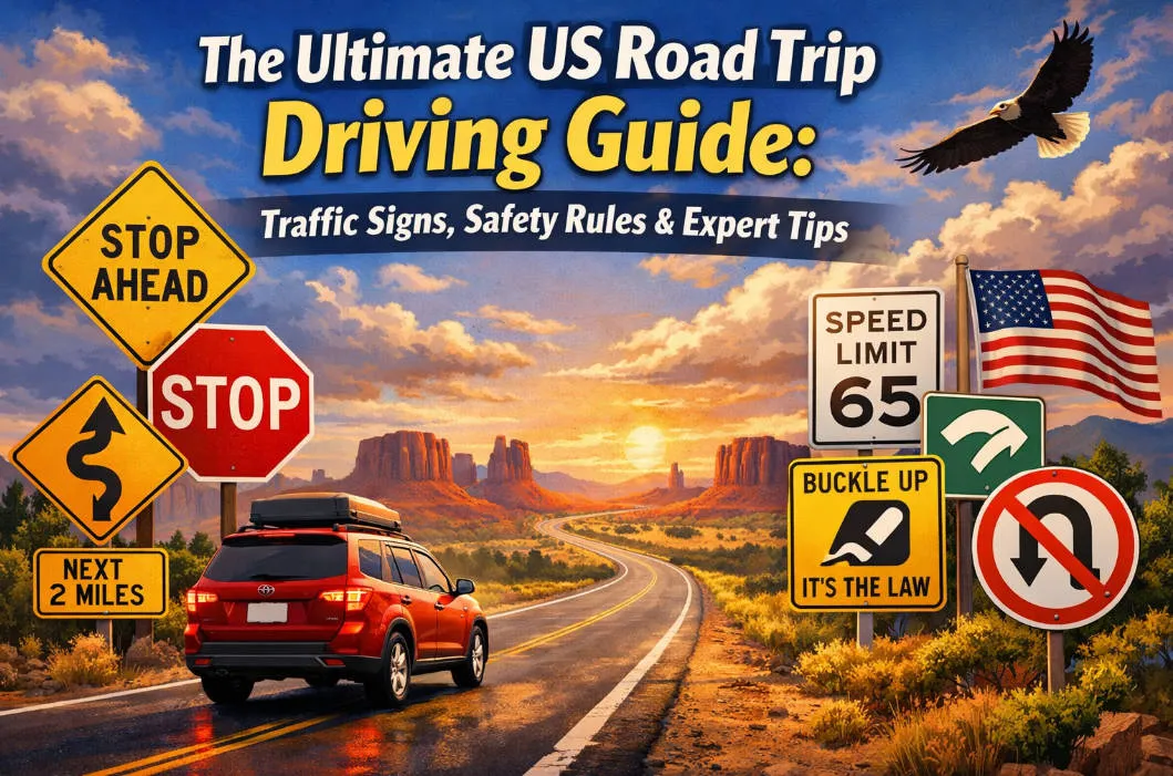 The Ultimate 2026 US Road Trip Driving Guide: Traffic Signs, Safety Rules & Expert Tips
