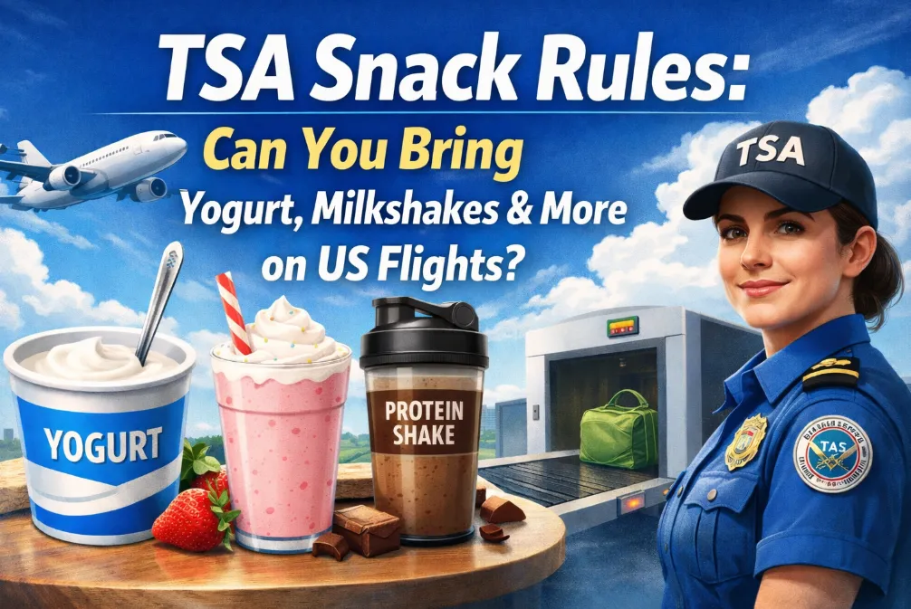 US Flight Snack Rules 2026: Can You Bring Yogurt, Milkshakes & More Through TSA