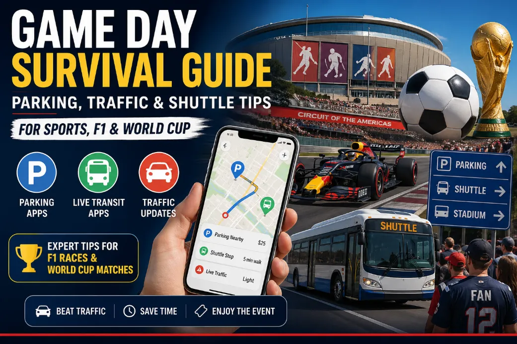 Game Day Survival Guide: Parking, Traffic & Shuttle Tips for Sports, F1 & World Cup 2026