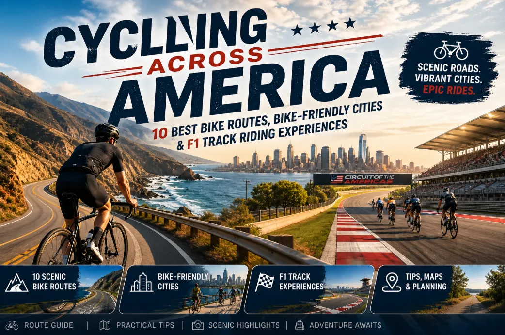 Cycling Across America: 10 Best Bike Routes, Most Bike-Friendly Cities & F1 Track Riding Experiences