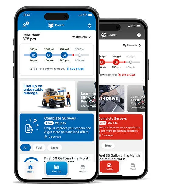A driver using the Shell Fuel Rewards app at the pump to save money on V-Power gas