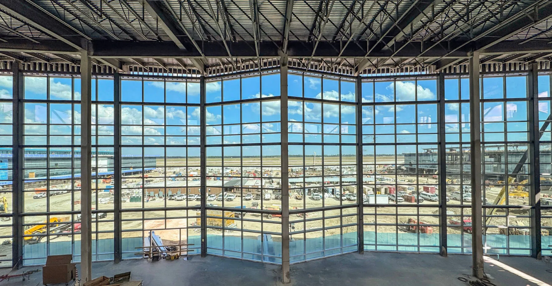 A split screen comparison of George Bush Intercontinental Airport IAH and William P Hobby Airport HOU in Houston Texas