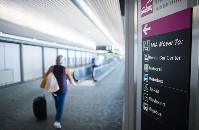 Following the MIA Mover signs at Miami International Airport to the rental car center