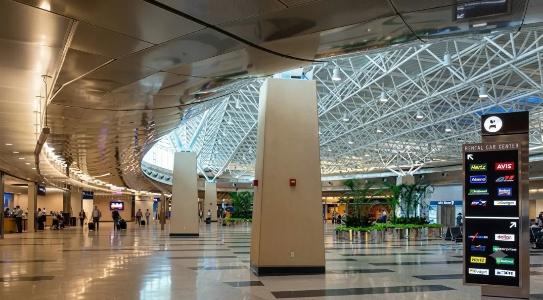Inside the Miami Airport Rental Car Center (RCC) lobby and service counters