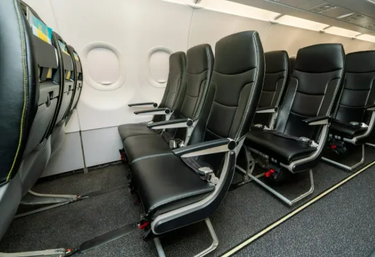 A view of the extra legroom provided by the Big Front Seat upgrade on a Spirit Airlines flight