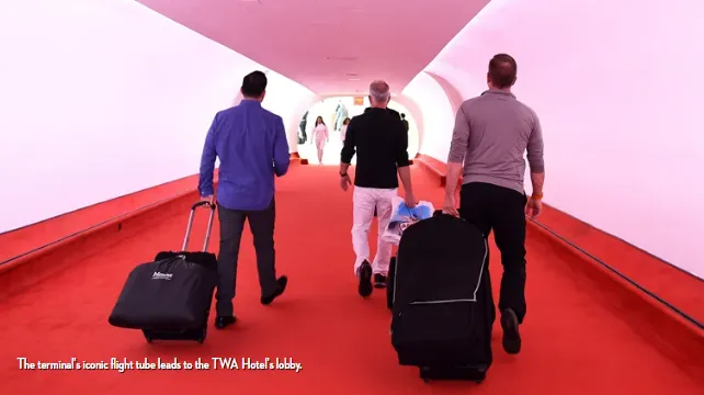 The iconic TWA Hotel flight tubes connected directly to Terminal 5 at JFK Airport