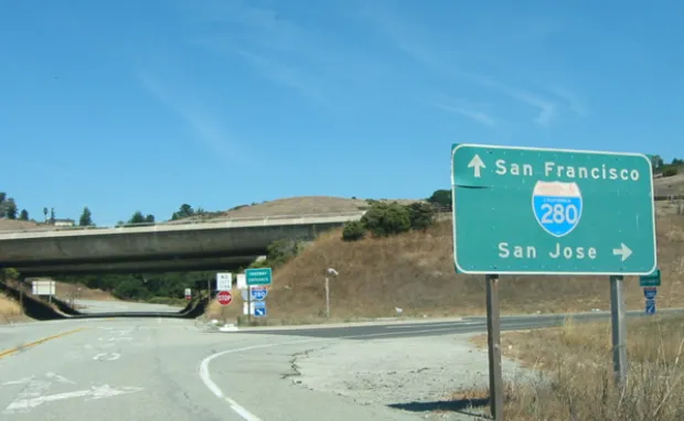 Driving on the scenic Interstate 280 in California, the best alternative to Highway 101 for Silicon Valley commutes