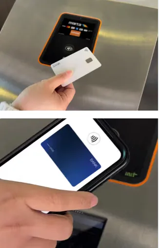 Contactless tap to pay entry gate at Atlanta MARTA train station